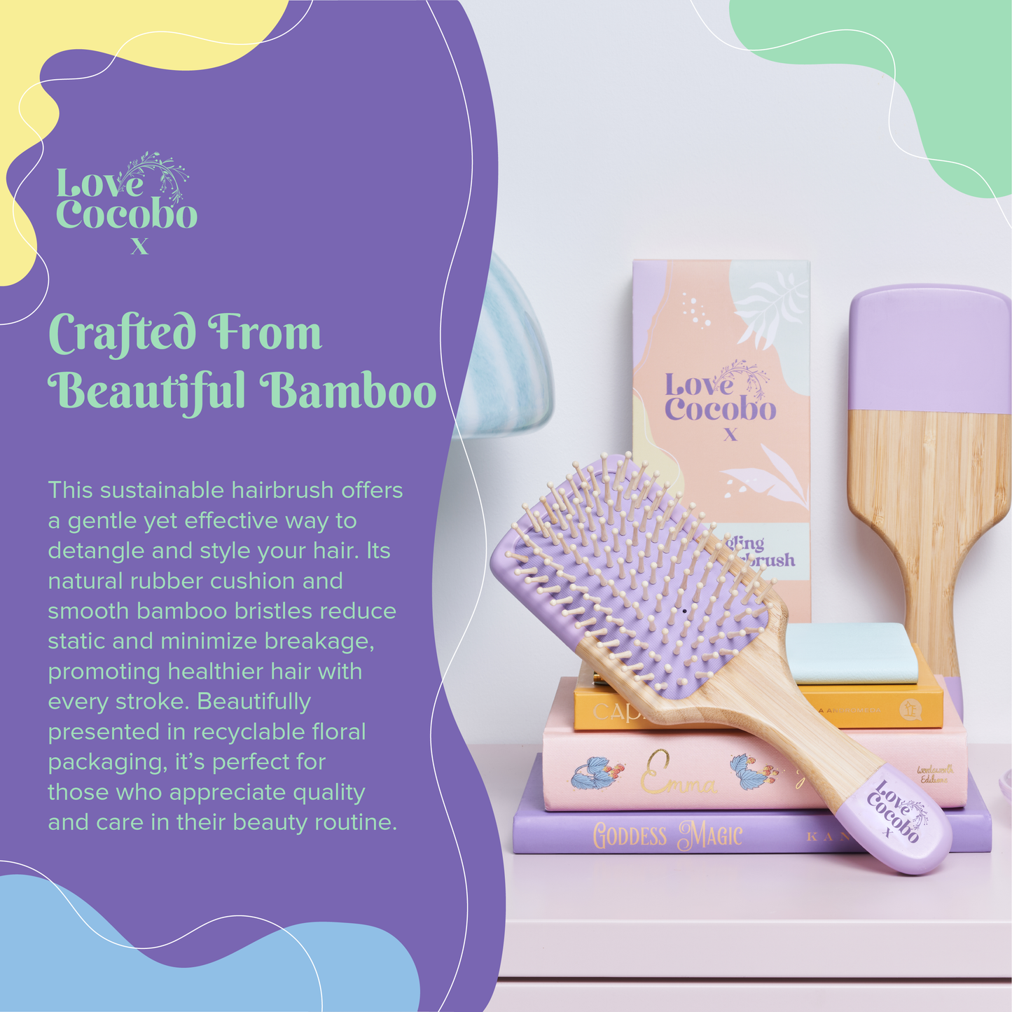 Love Cocobo Bamboo Paddle Hair Brush