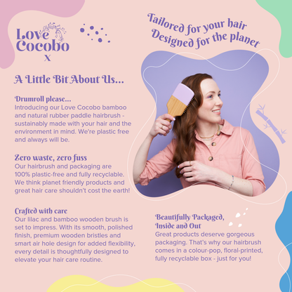 Love Cocobo Bamboo Paddle Hair Brush