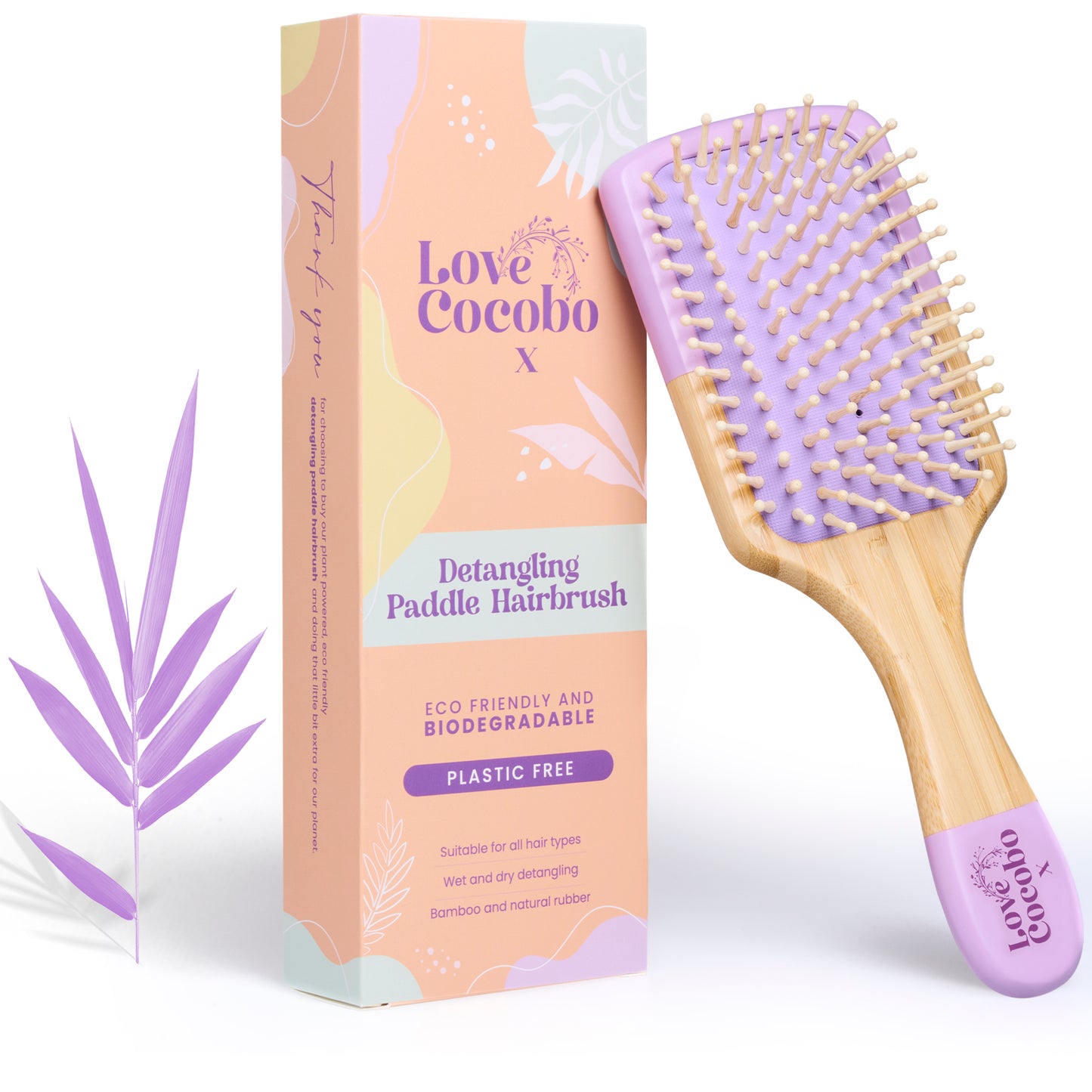 Love Cocobo Bamboo Paddle Hair Brush